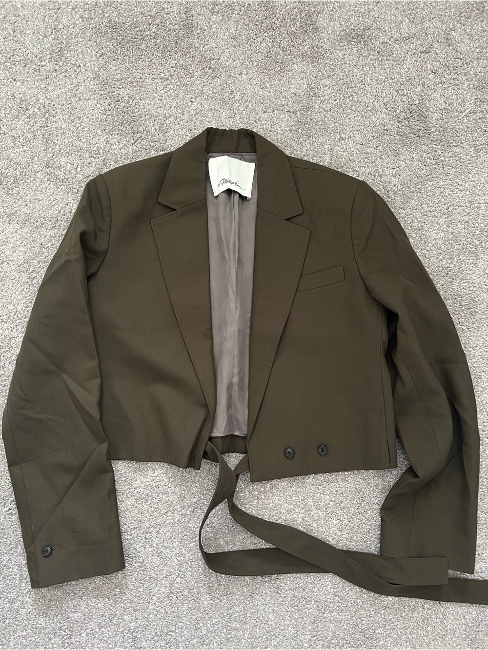 3.1 PHILLIP LIM Cropped Grain De Poudre Blazer New